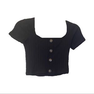 NWT MINDCODE Black Button Up Crop Top - SIZE SMALL
